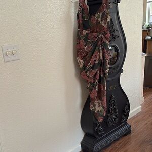 PrettyLittleThing Floral Draped Dress - Green and Red